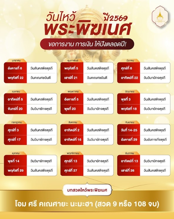 วันไหว้พระพิฆเนศ ปี 2569