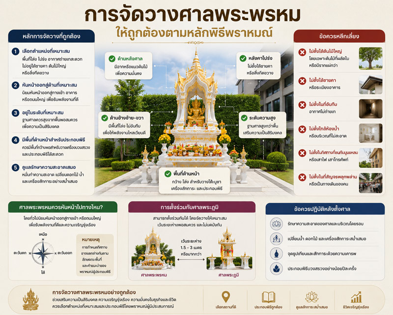แนะนำการจัดวางศาลพระพรหมให้ถูกต้องตามหลักพิธีพราหมณ์