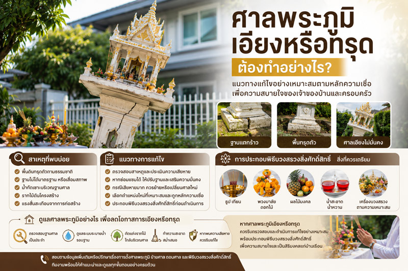 ศาลพระภูมิเอียงหรือทรุด ต้องทำอย่างไร?