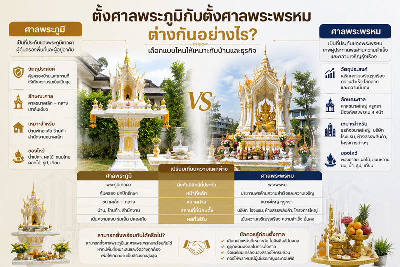 เปรียบเทียบการตั้งศาลพระภูมิกับตั้งศาลพระพรหม